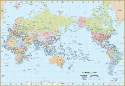 Laminated Wall Maps - World - World Map 160 Xtra Large - Sydney Australia