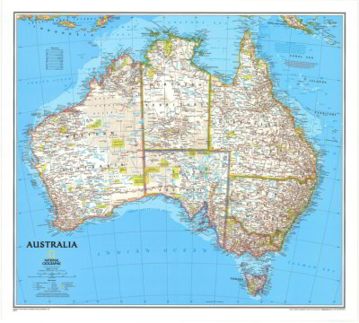 Laminated Wall Maps - Aust - National Geographic Australia - Sydney ...